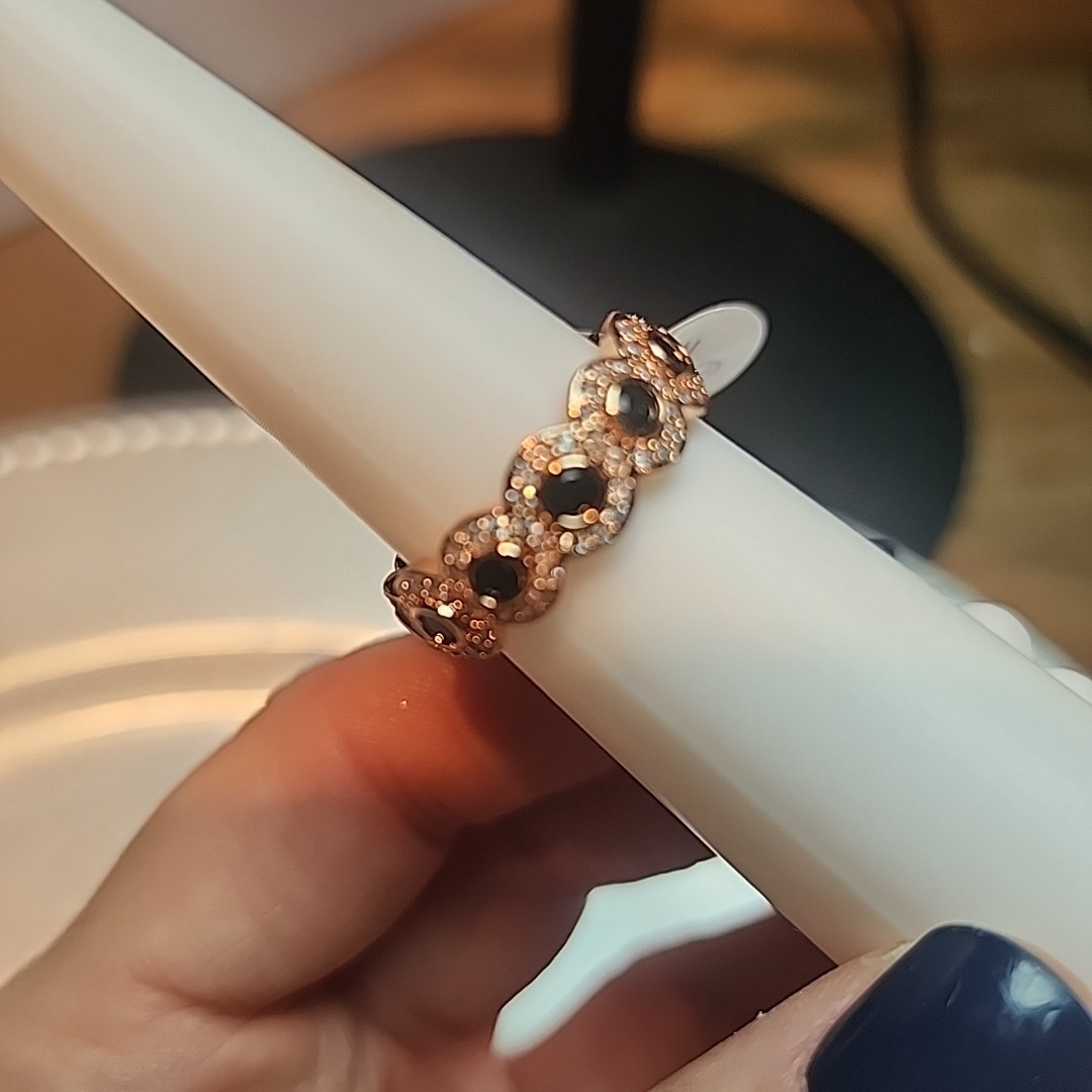 Bomb Party Size 9 Ring. RG93018. My Own Way. Black Onyx On Rose Gold Tone.