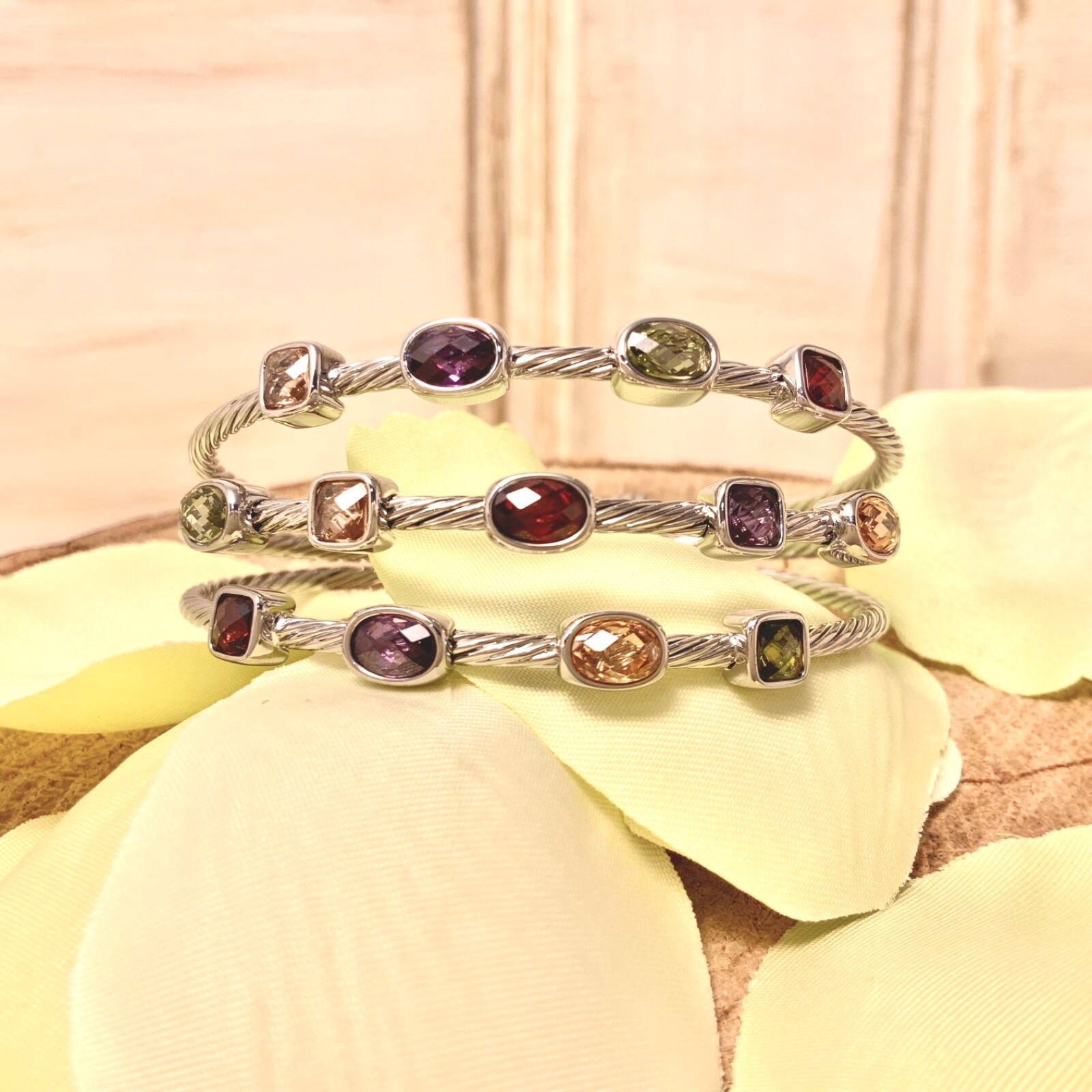 Triple 3mm cable cuff bracelet gold Plated stunning trendy hot must have items