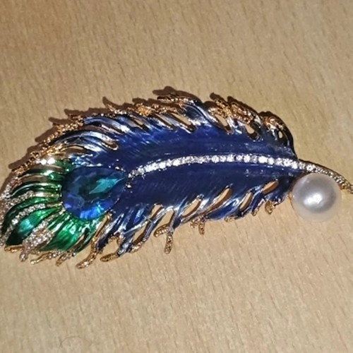 Rhinestone Feather Pins for Women Unisex Glass Hollow Feathers luxury Brooches 1