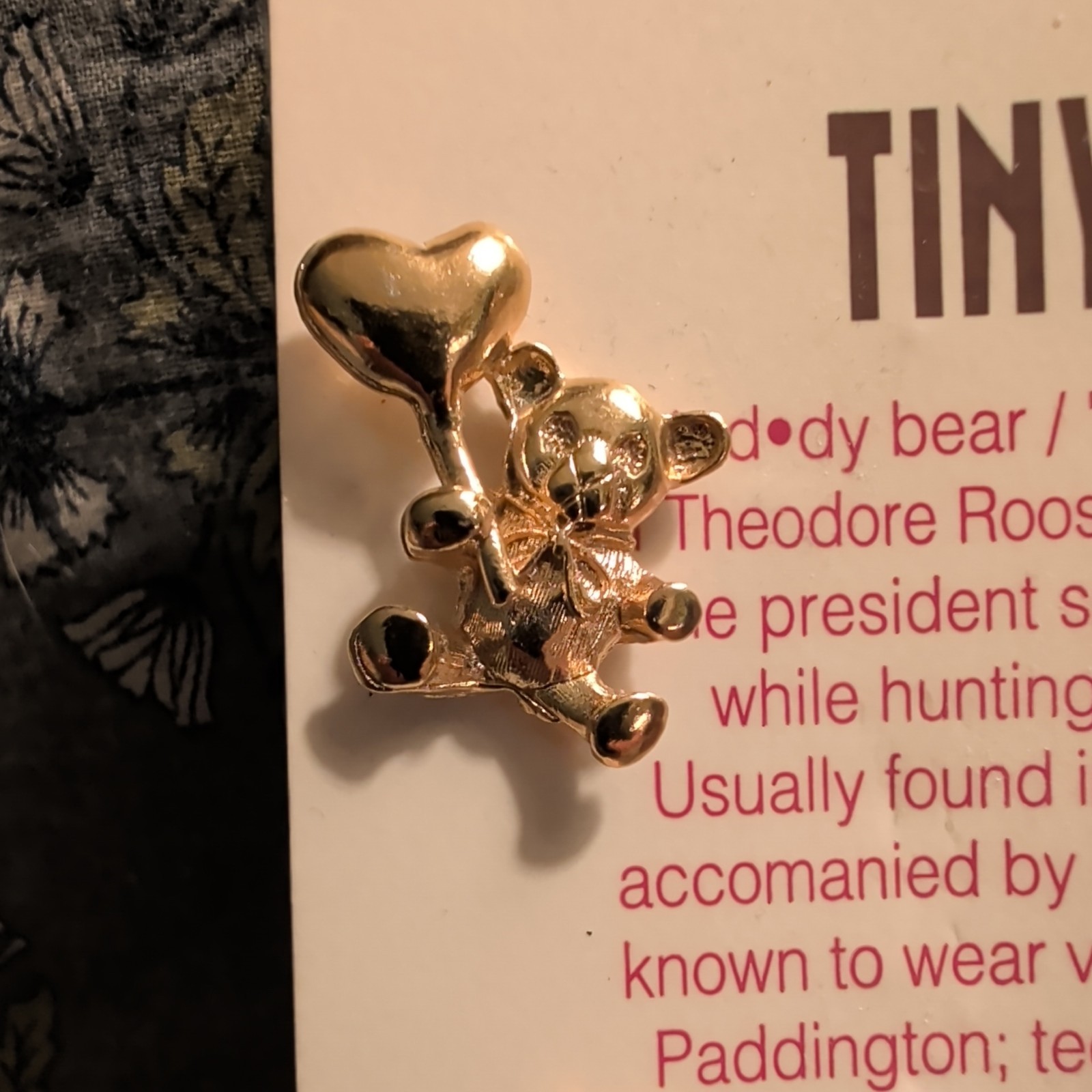 TINY TEDDIES Teddy Bear Pins Hat Lapel Gold Tone Roman Inc private collection