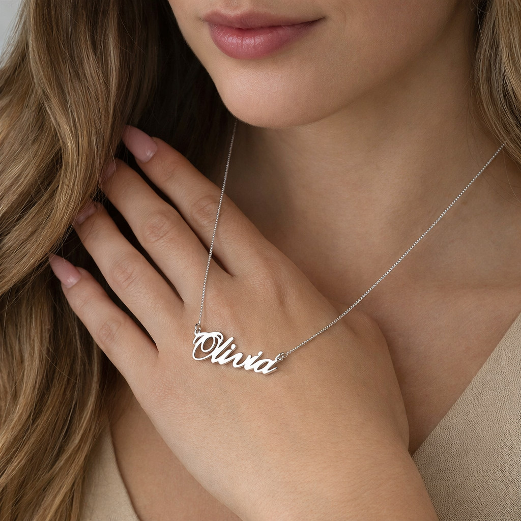 Personalized Classic Name Necklace 925 Sterling Silver Custom Word Gift For Her