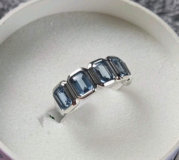 BP RING SIZE 8 RG75212 “Drama Queen Cut” LC Blue Zircon Spinel On Rhodium