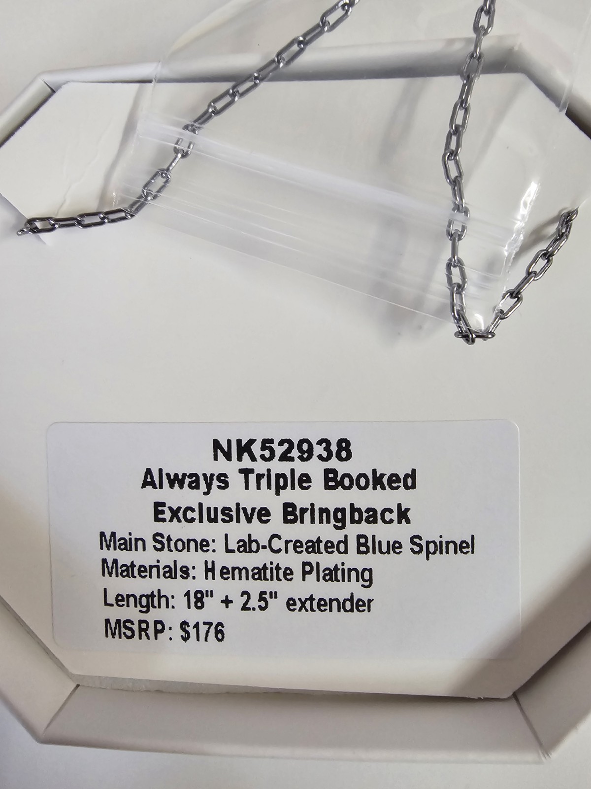 Bomb Party Necklace Bringback “Always Triple Booked” Blue Spinel On Hematite