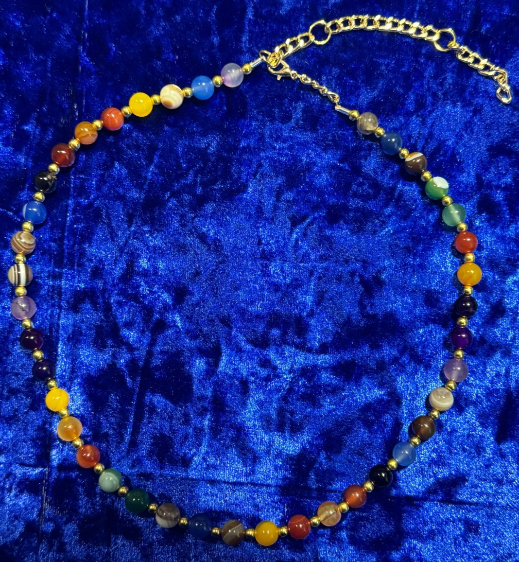 Multi-Colored Agate Natural Gemstone Beaded Necklaces & Bracelets 19.5″ 17.5″ +