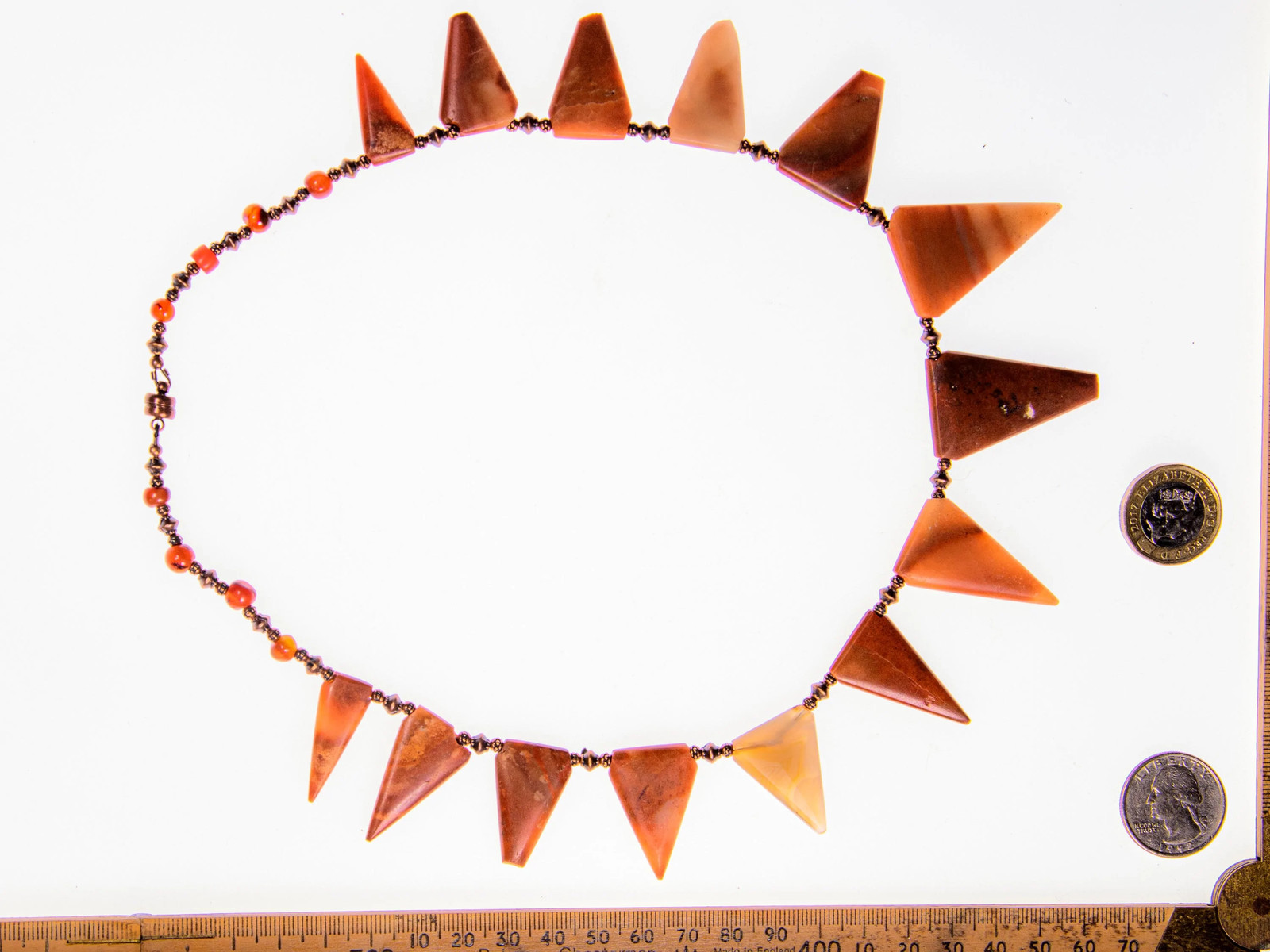A Choker of Rare Ancient Triangular Red Agate Beads from West Africa 21_SLM1