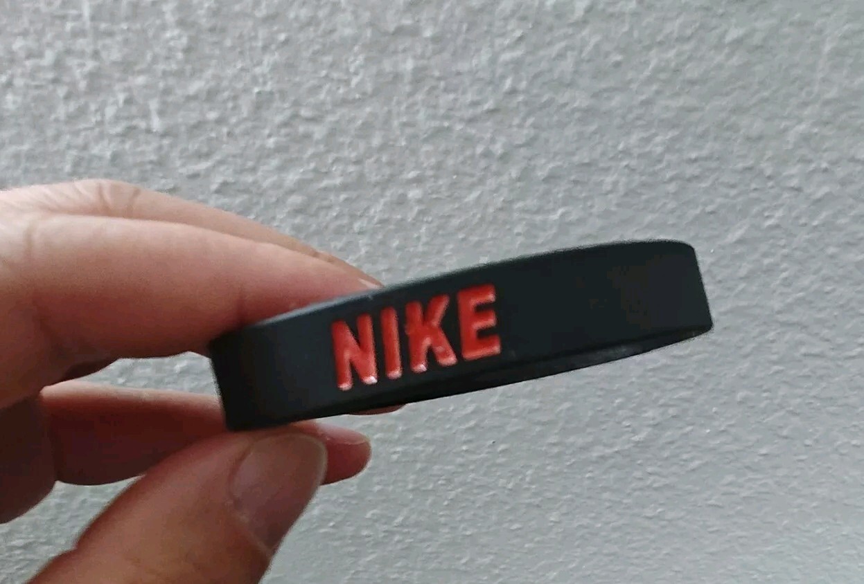 Nike Silicone Wristband Bracelet / Black with Red