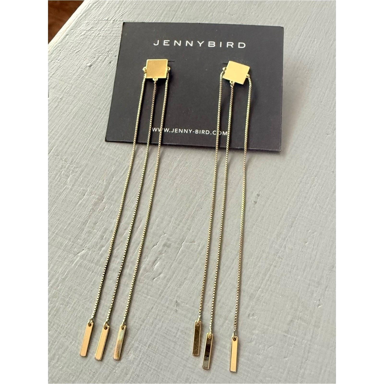 Jenny Bird Gold Tone Triple Chain Earrings NEW