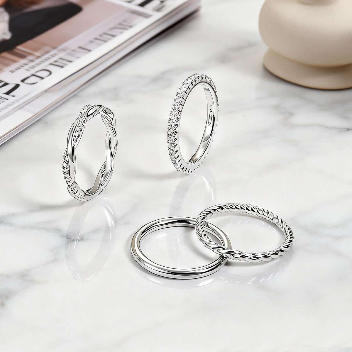 Fashion Stacking Ring Set, Handmade Band Ring Gold/ Silver Ring Size 6,7,8,9,10