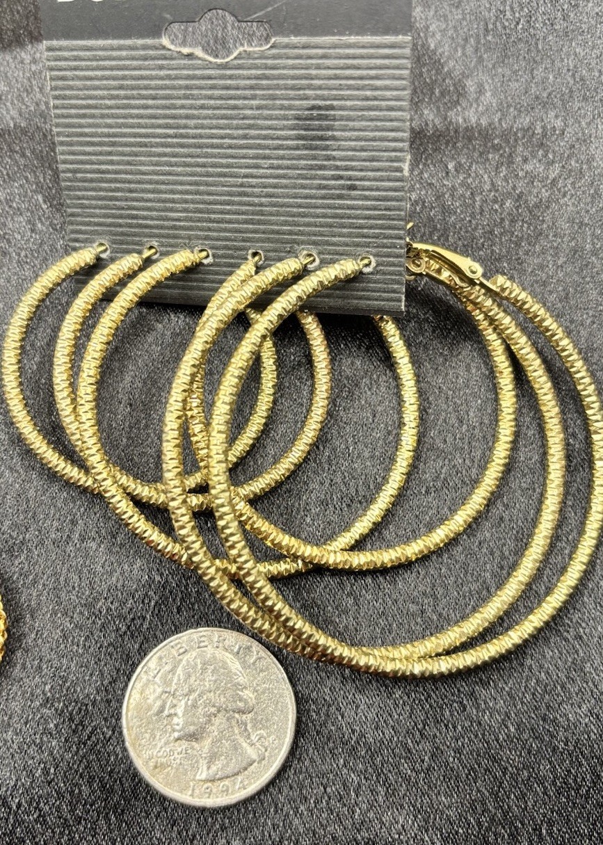 Hoop Earrings Lot Gold Tone Twisted Textured 8 Pair