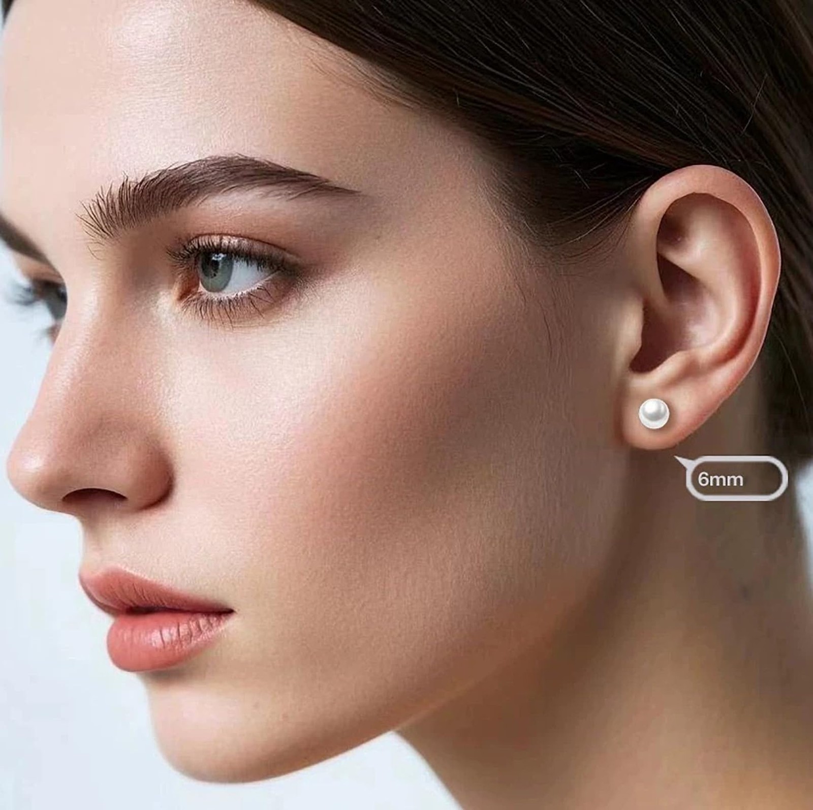 Small Pearl Stud Earrings, 5 Pairs 3mm/4mm/5mm/6mm/7mm, White 1