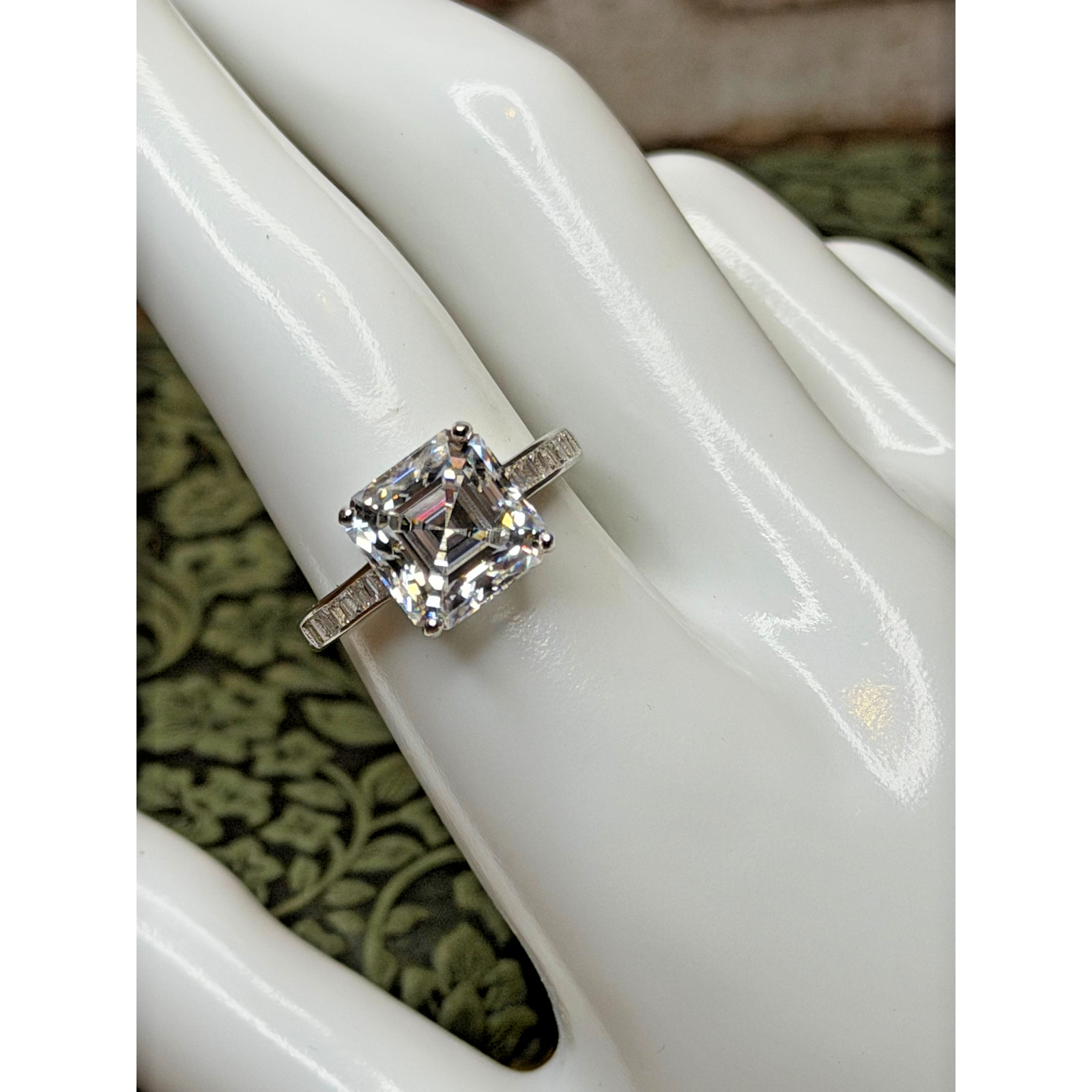 5 Carat Asscher Cut Moissanite Ring 925 Sterling Silver Size 9 STUNNING!!!