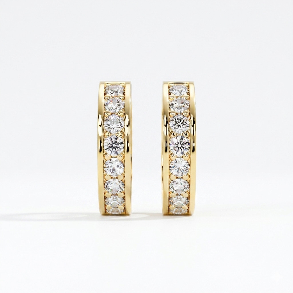 Round Lab Grown Diamond Huggie Hoop Earrings 0.50CTW 925 Sterling Silver DEF VVS
