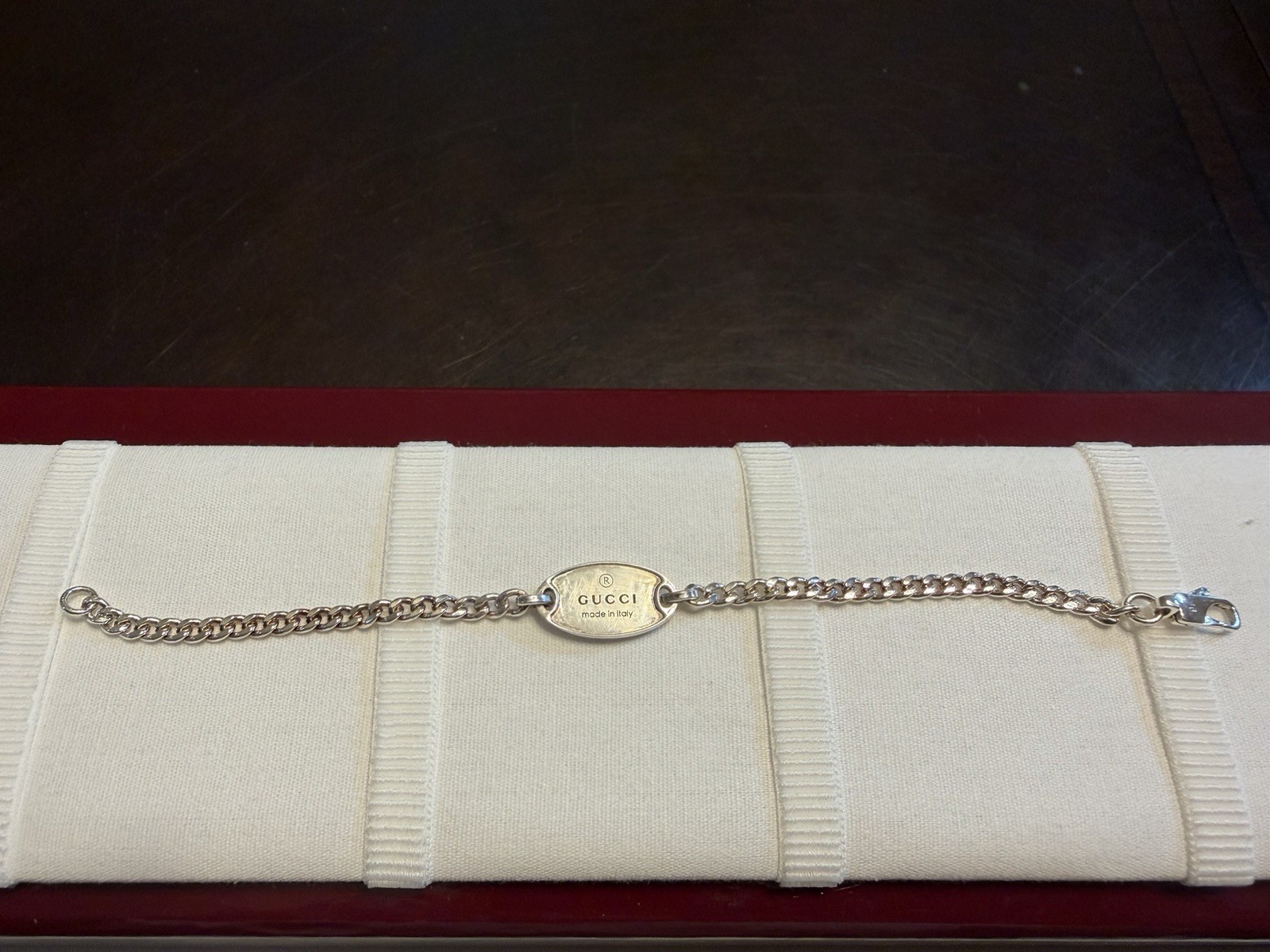 New Authentic Gucci Logo Silver 925 Bracelet 6 Inches