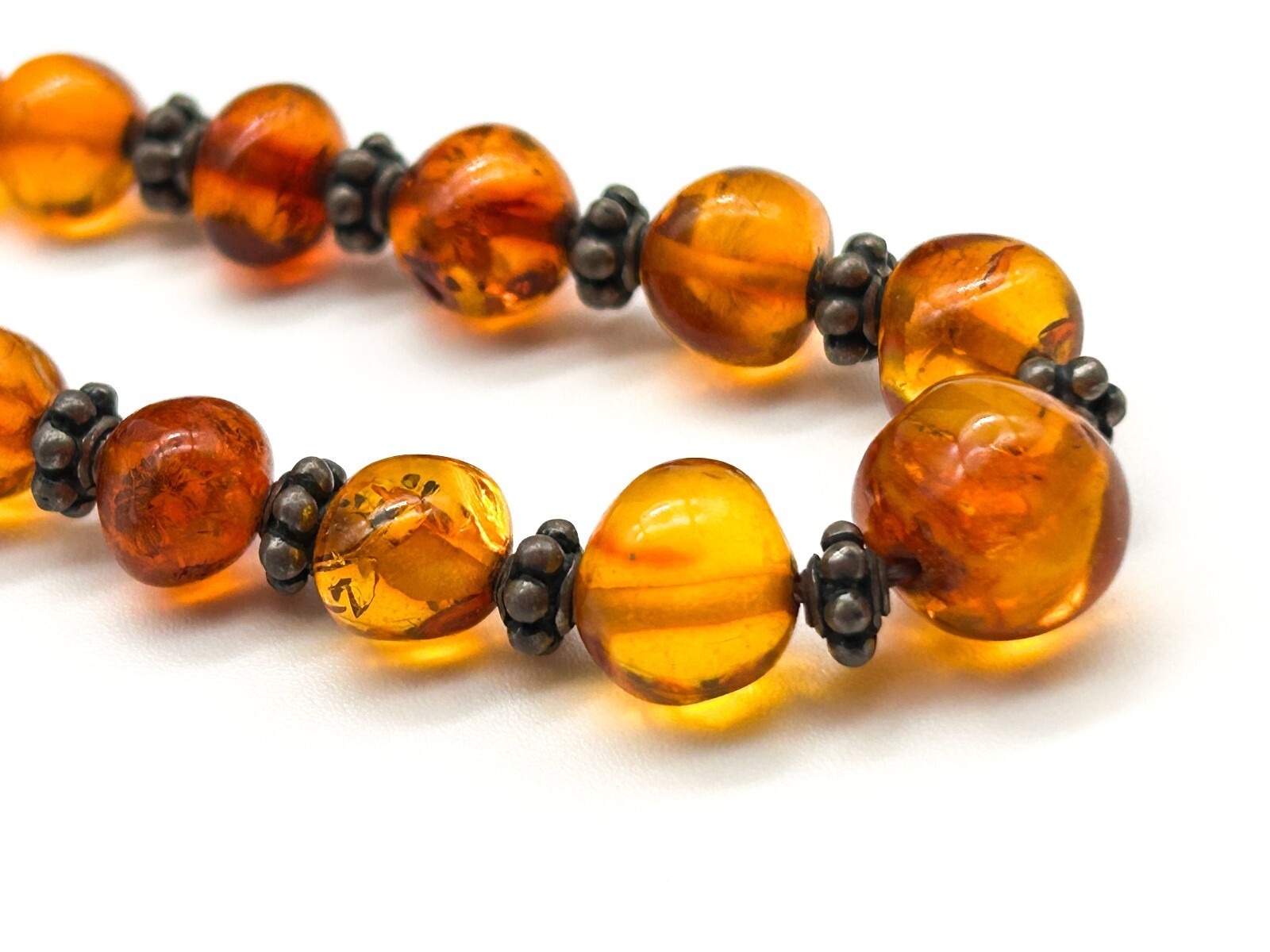 Vintage Baltic Amber Bead Necklace Graduated Honey Cognac Amber 18”