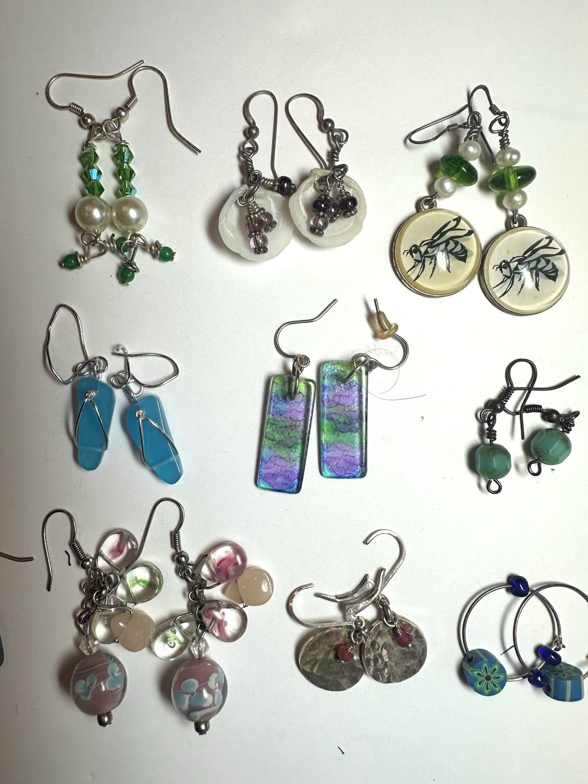 LOT 16 Pair Beaded Whimsical Colorful Pierced Earrings Dangle