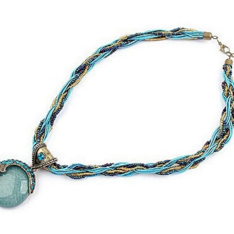 Turquoise Gemstone Necklaces Retro Choker Bohemian Pendant Fashion Jewelry Chain