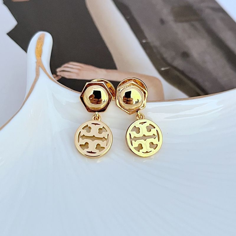 New Burch Double Drop Gold Earrings with Jewelry Pouch Size:2.4*1.2cm