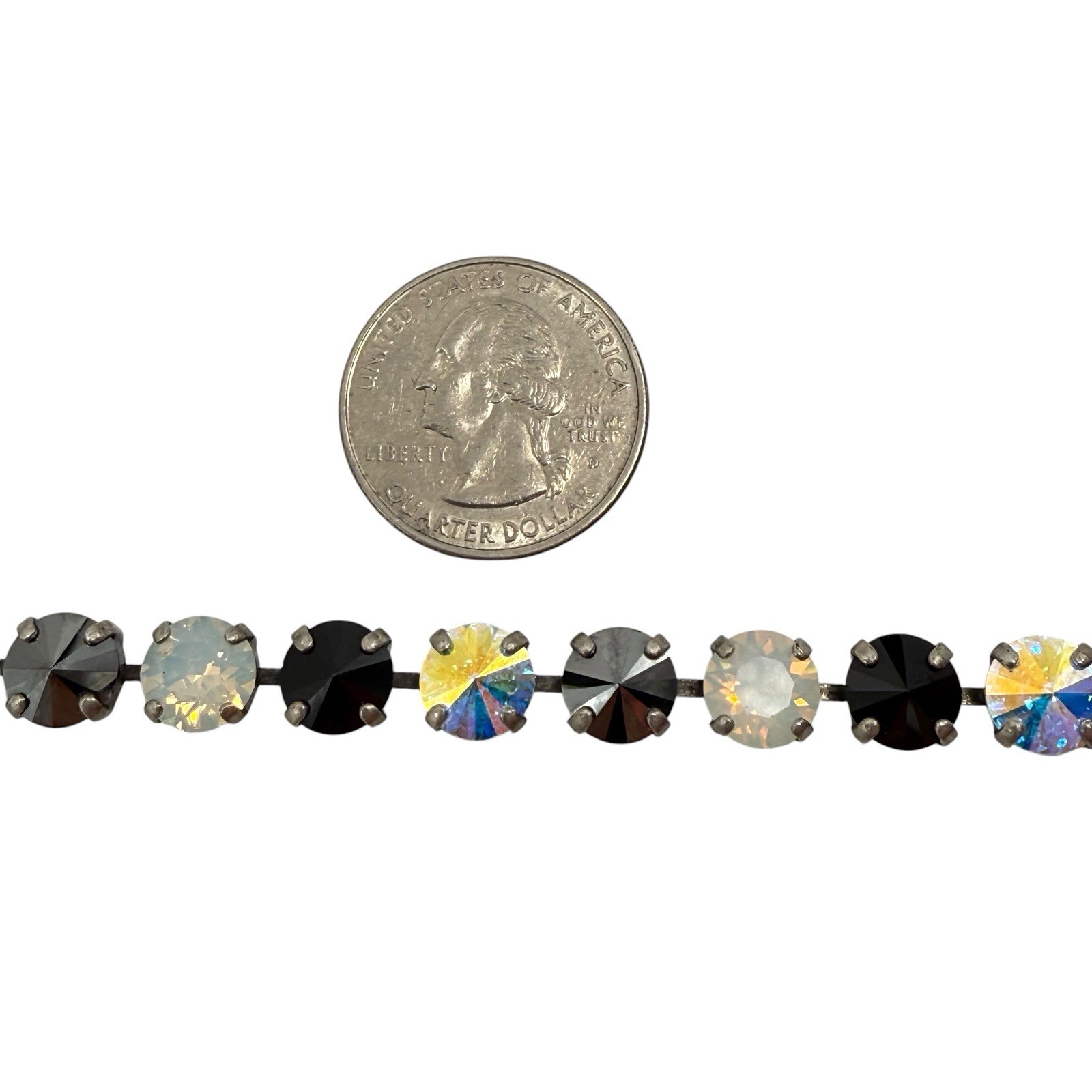 Sabika Tennis Bracelet White Opal Clear Black Multi Crystals 8” Inch Winter 2013