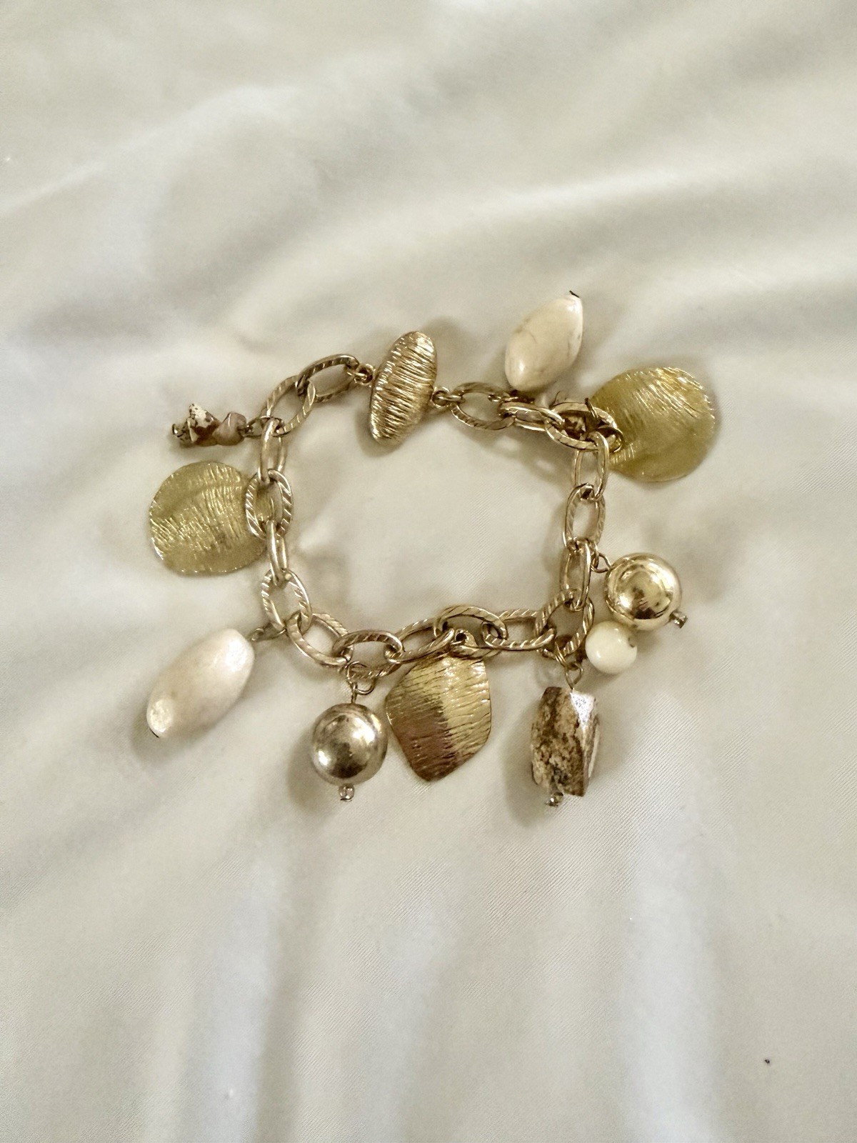 Chico’s Charm Bracelet Multi Metal Tone Rhinestones Magnetic Clasp New