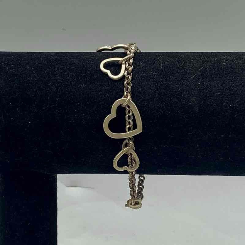 Sterling Silver 925 Heart Charm Bracelet and Hoop Earring Set 15.7g