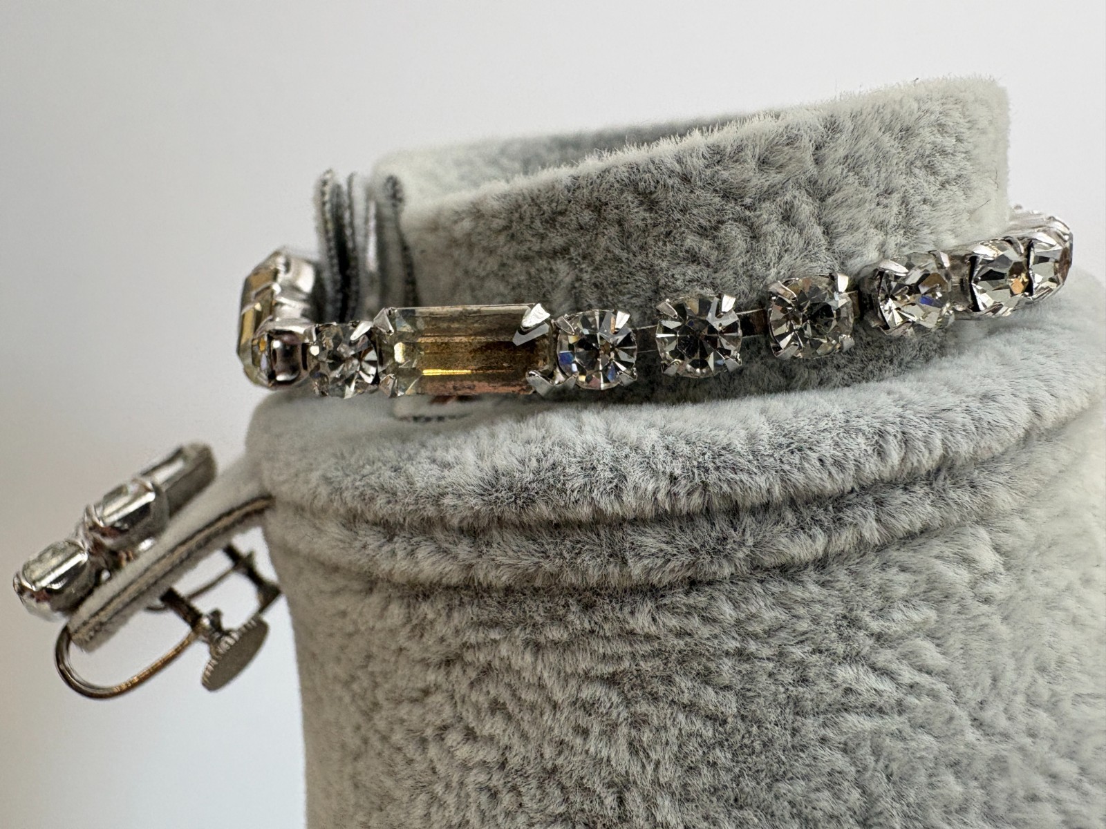 VTG 6.5″ Emerald Cut Cubic Zirconia Bracelet with Emerald Cut CZ Earrings Set
