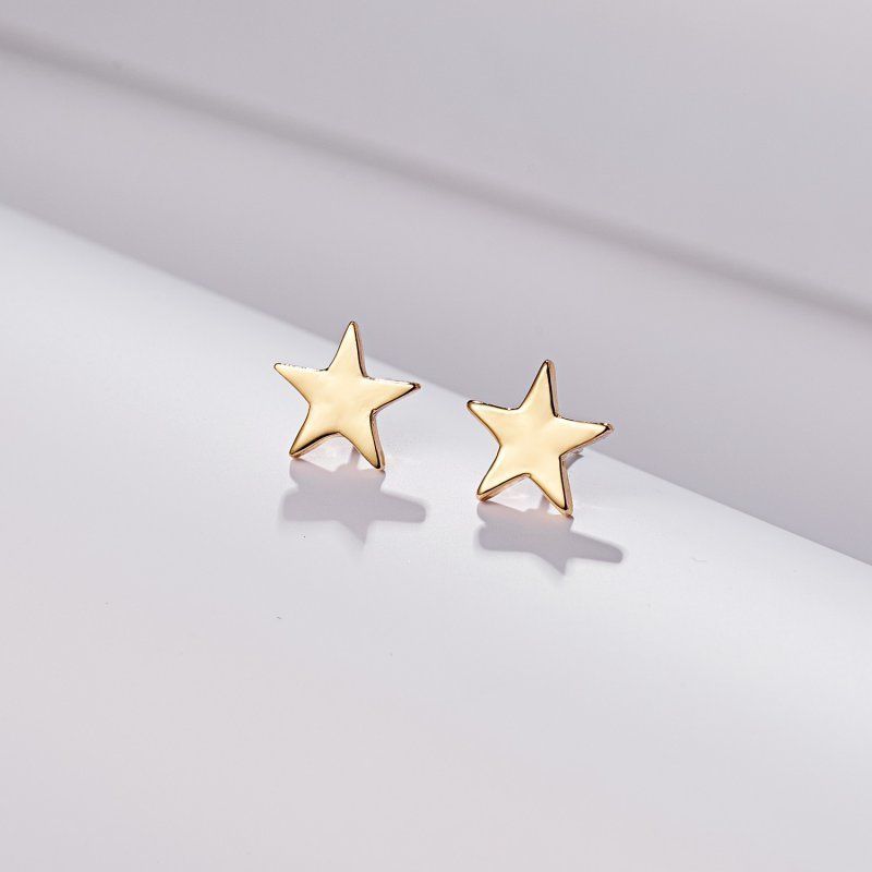 Cute New Fashion Jewelry Petite Yellow Gold Alloy Star Stud Post Earrings