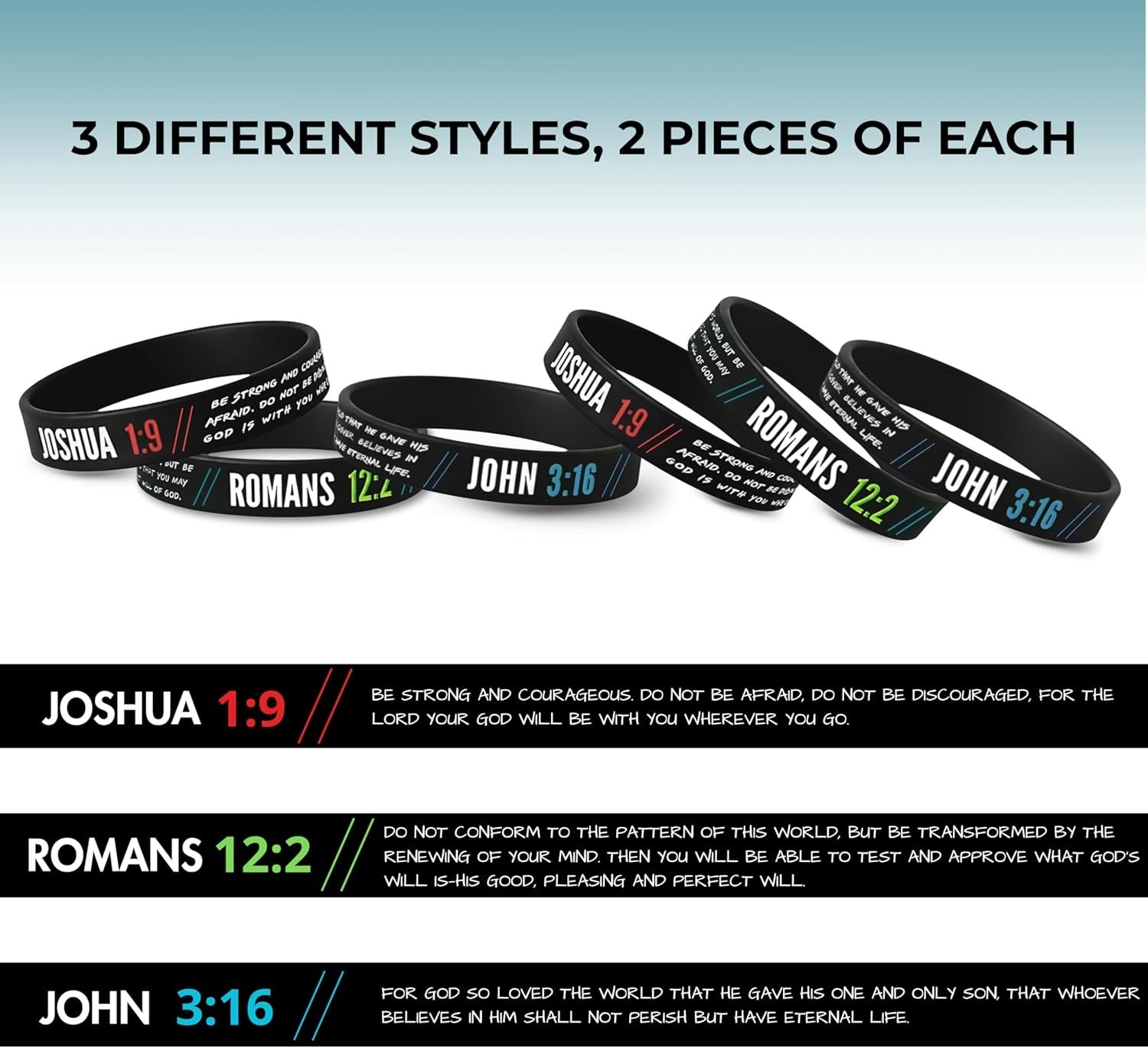 Christian Wristbands for Guys 6-pack – Bible Verse Bracelets