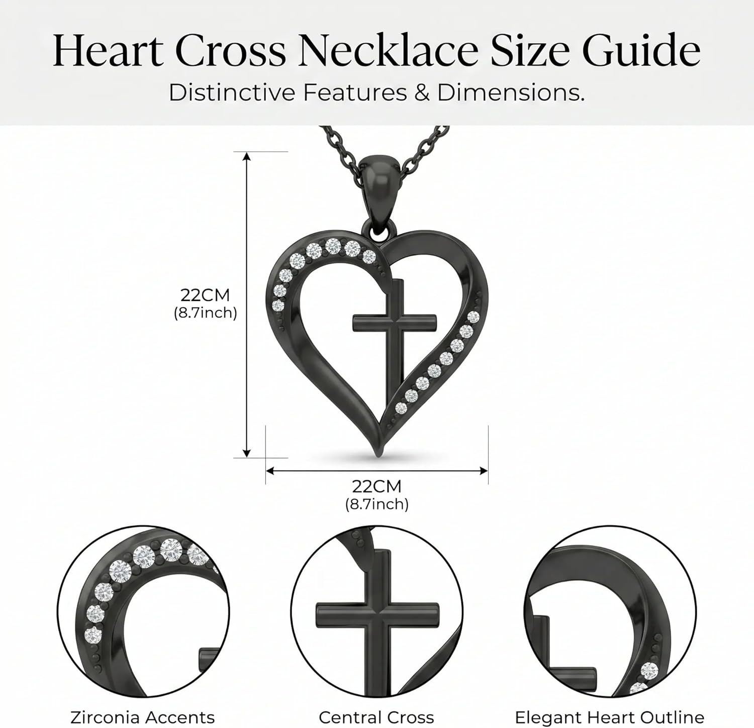 Heart Cross Necklace for Women Faith Pendant Christian Religious Jewelry Gift fo