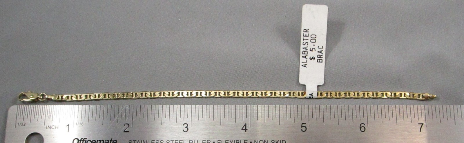 NOS Gold Tone Mariner Chain 3 mm Thick 7 1/4″ Long Bracelet 6116