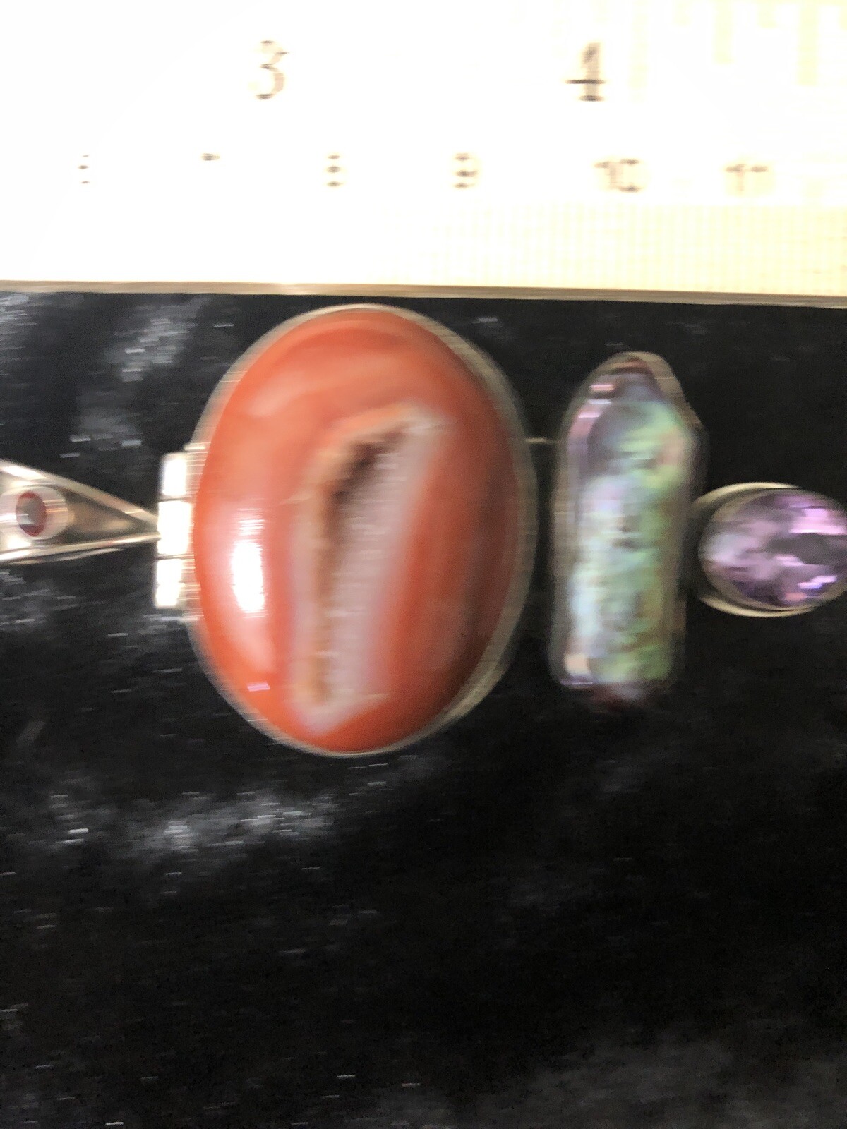 AGATE DRUZY HALF GEODE PENDANT IN 925 STERLING SILVER SETTING with other stones
