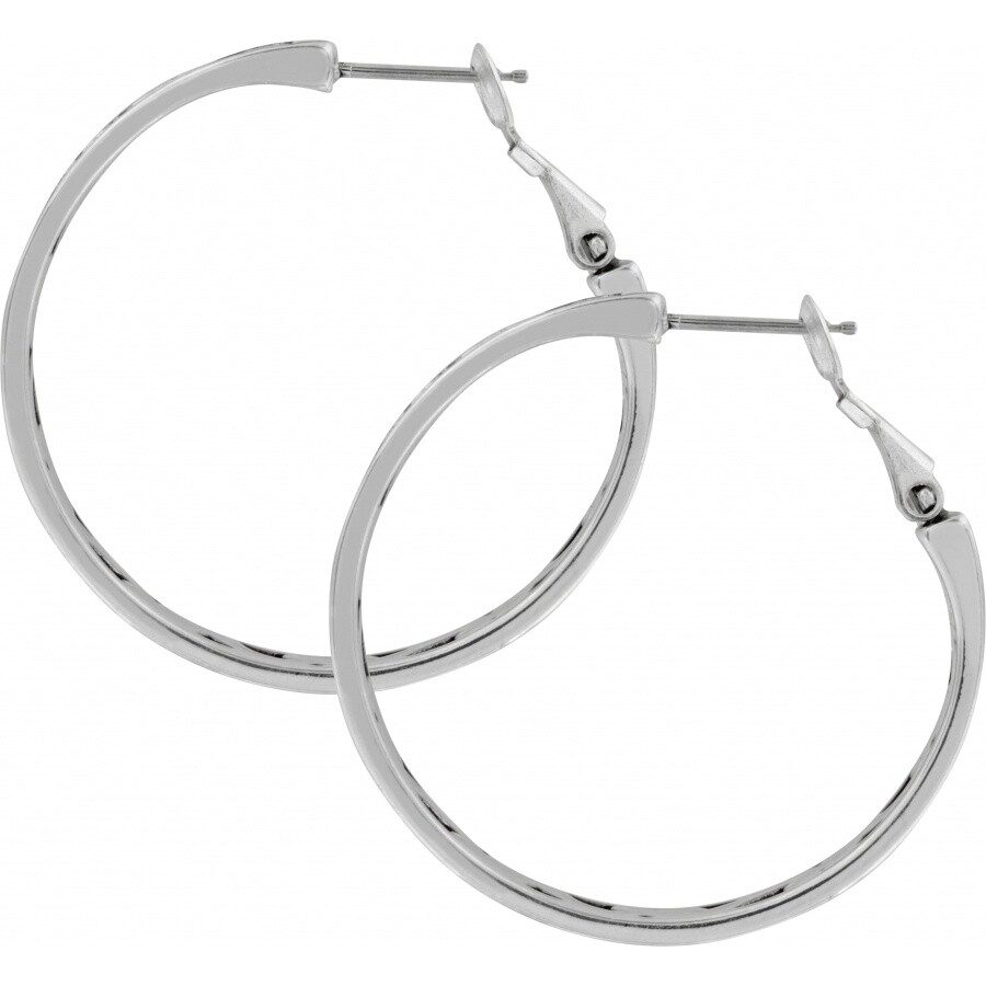 Brighton Silver Plated Contempo Medium Hoop Earrings Jewelry New