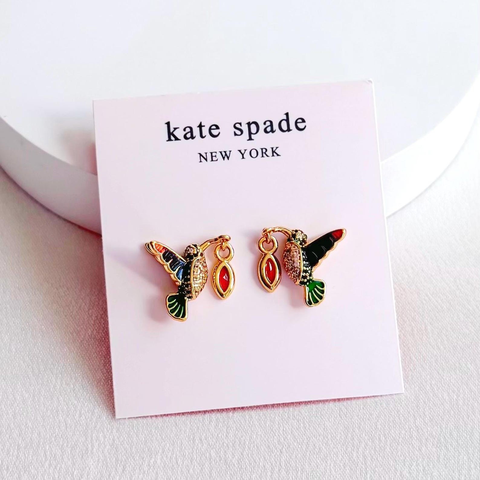 Kate humming bird red stud earrings Gift for her