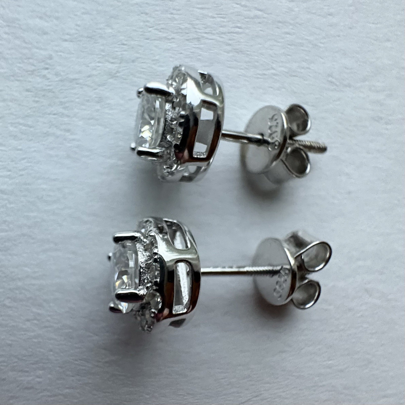 Round Moissanite Halo Stud Earrings 0.5CT GRA Certified 925 Sterling Silver Pair
