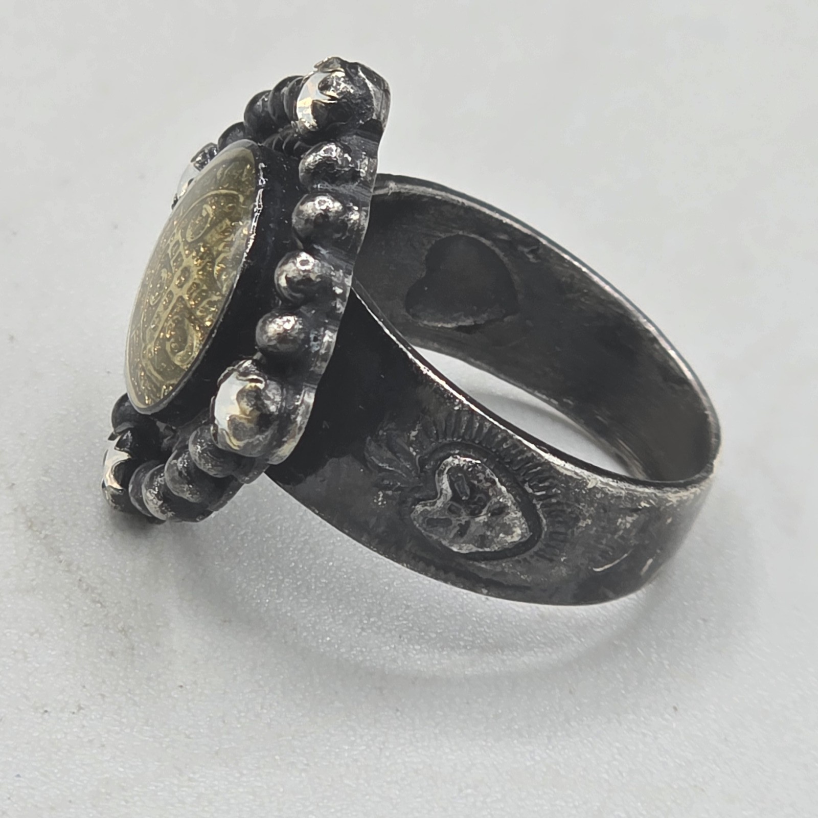Virgins Saints & Angels VSA San Benito Ring Gunmetal Size 7.75