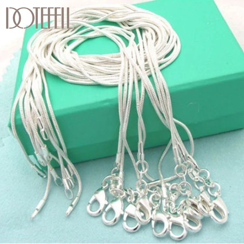 40-75cm 925 Sterling Silver 1.2 MM Box Chain Necklace Jewelry 5/10pcs/Lot