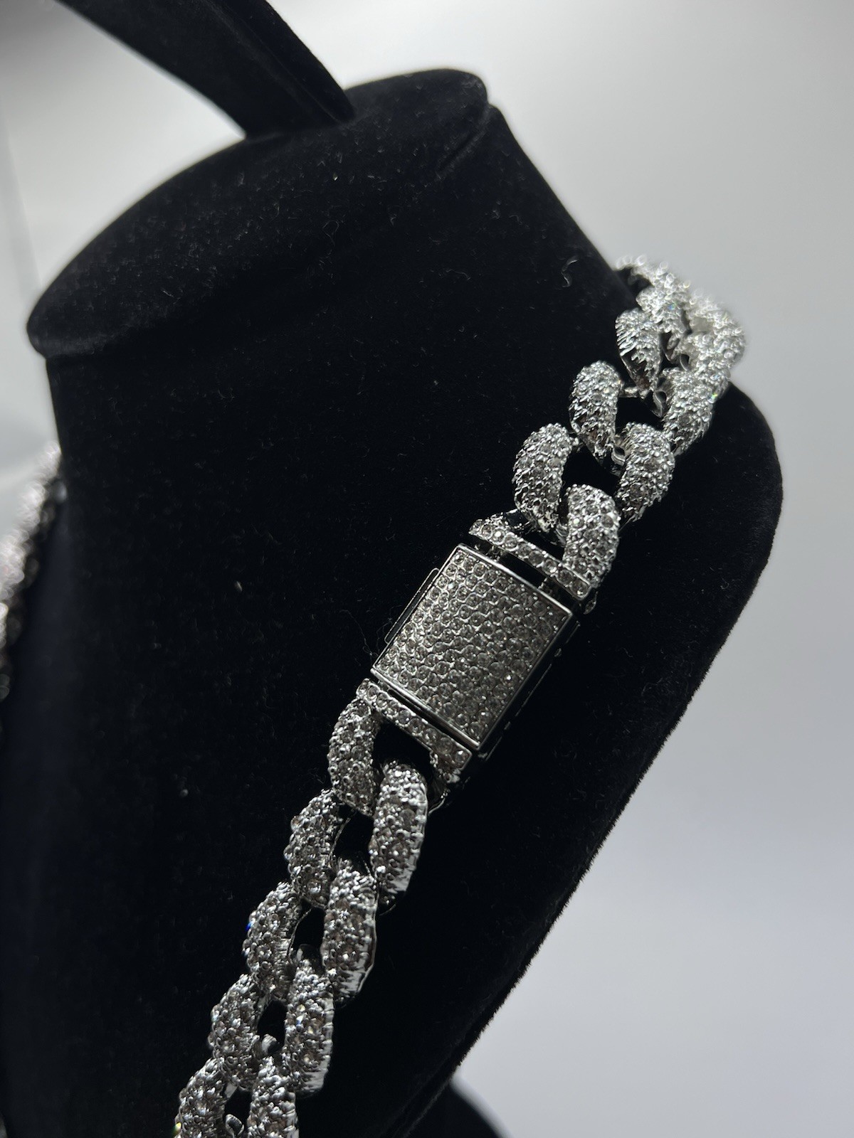 Iced Out Cuban Link Statement Chain Necklace