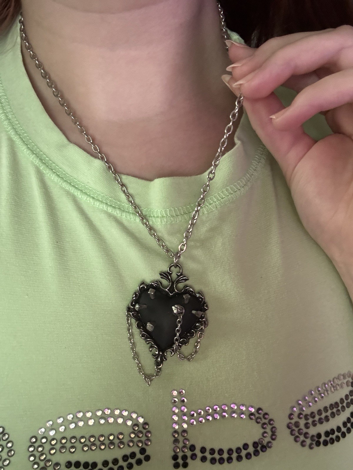 Witch Heart Emo/Grunge necklace *Real Silver*