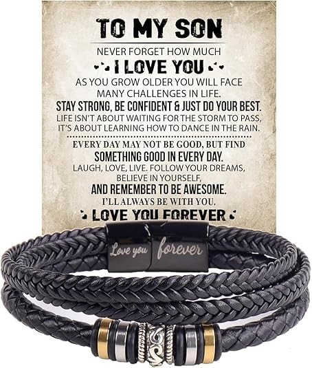 To My Son Gift for Son Bracelet Love from Mom, Dad Forever Birthday, Graduation