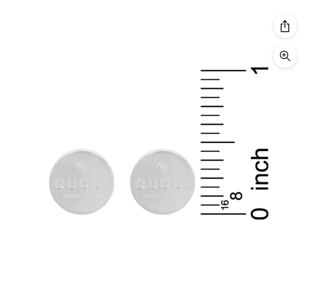 Gucci Round Logo Stud Earrings Silver Tone Engraved Signed Butterfly Made Italy