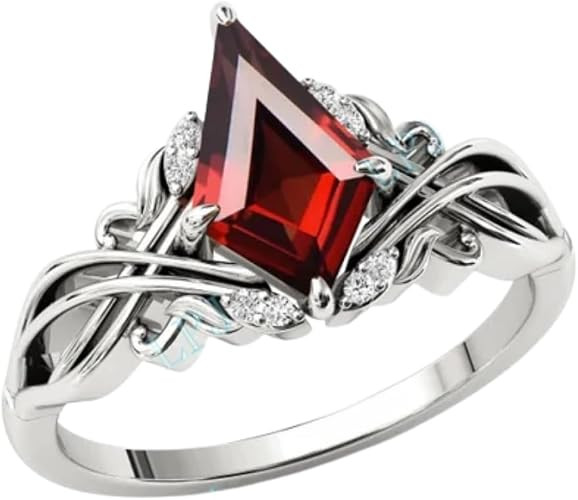 2carat Women’s Engagement Ring, Kite Cut Garnet Gemstone Bridal Ring for Women