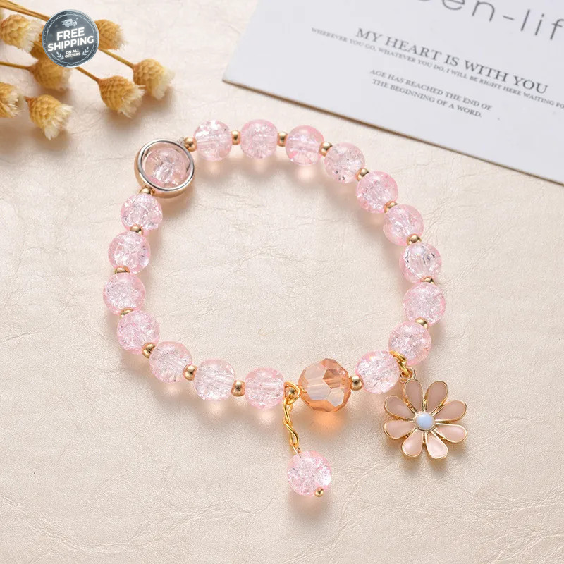 Sweet Vintage Pearl Lily Tulip Flower Bracelet for Women Fashion Cute