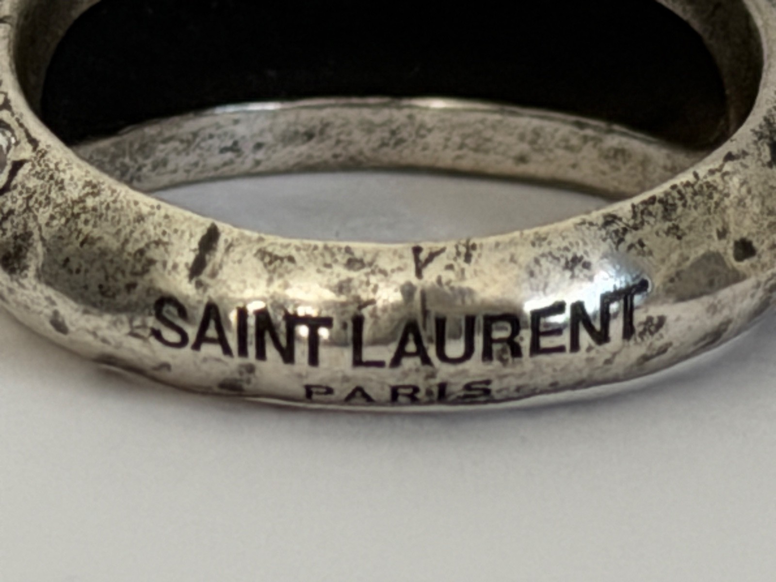 NWT Saint Laurent YSL Crystal Molten Bumpy Silver Brass 3D Dome Band Ring 6 $895