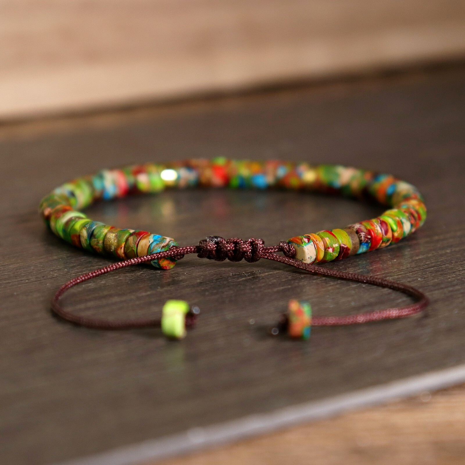 Colorful Sea Sediment 4mm Beads Handmade Braided Chakra Reiki Bracelet for Women