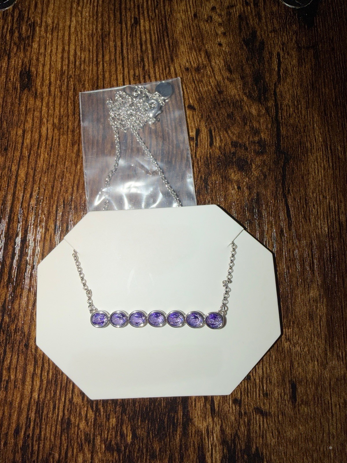 Necklace Dark Purple Topaz CZ w/Rhodium Plating 18″ + 2.5″ extender