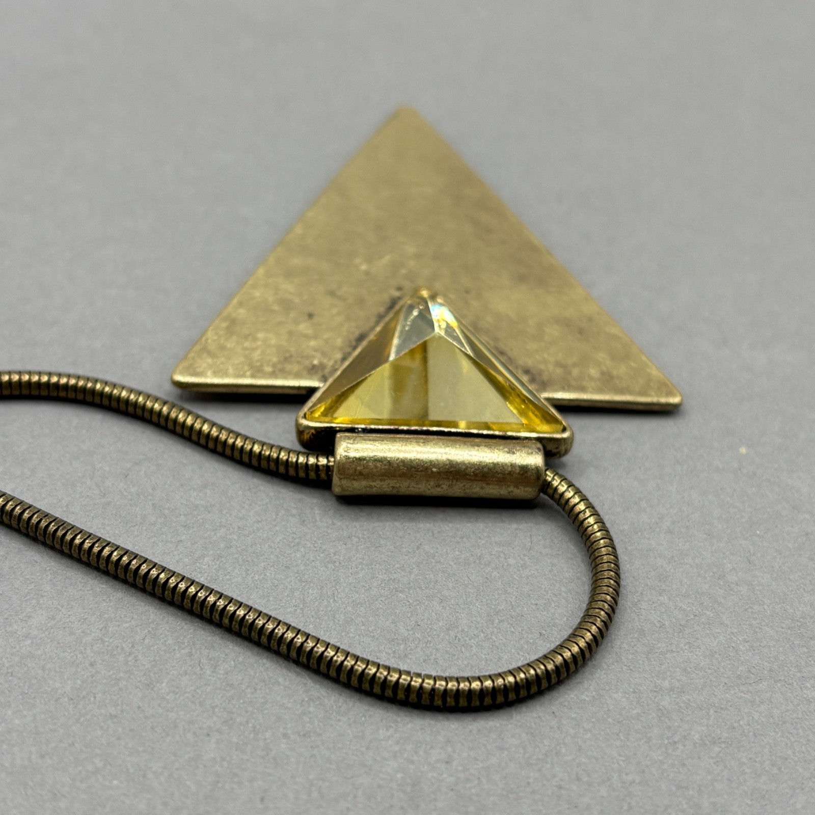 Jenny Bird Triangle Necklace Distressed Look Pendant Rhinestone WEAR TO CHAIN
