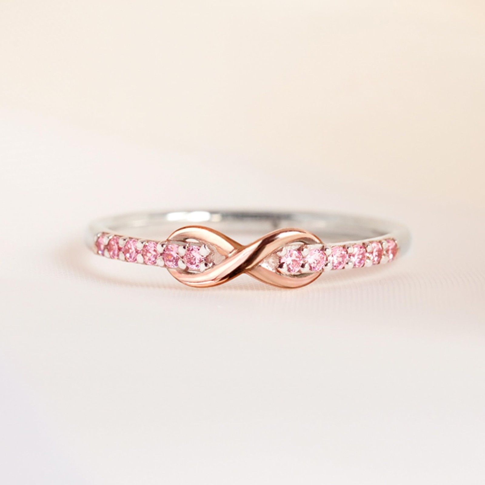 Rose Gold Plated Rings for , Infinity Ring, Pink Promise Rings for Her, Fashi…