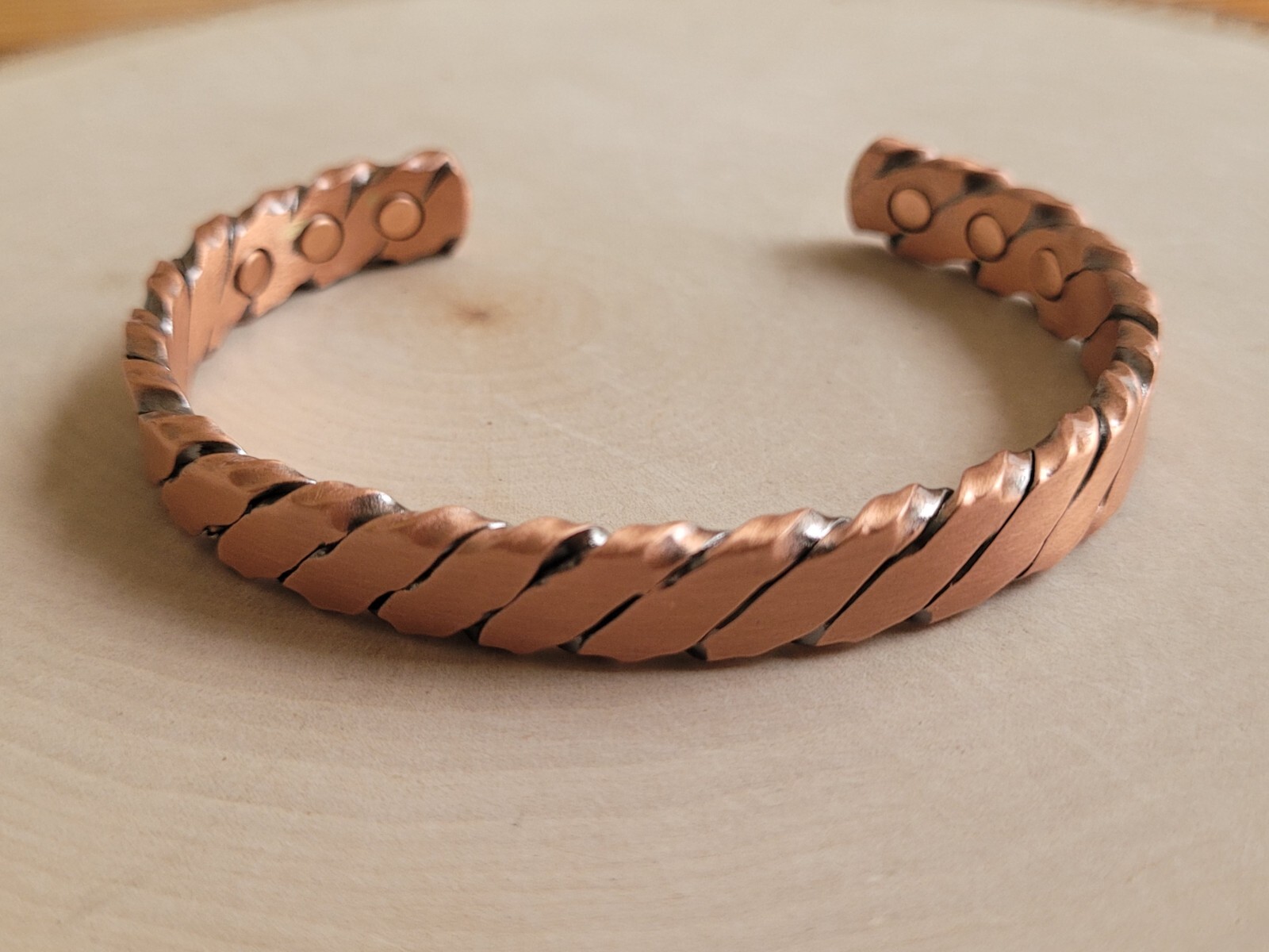 2 Pack Matte Pure Copper Magnetic Bracelet Arthritis Pain Therapy Twist Cuff