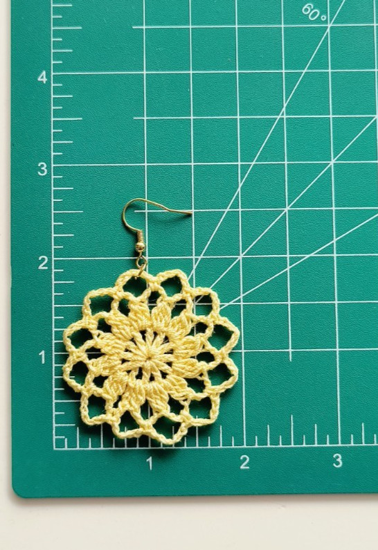 Crochet Earrings, Round , Handmade USA, Brand New, Boho Chic Retro