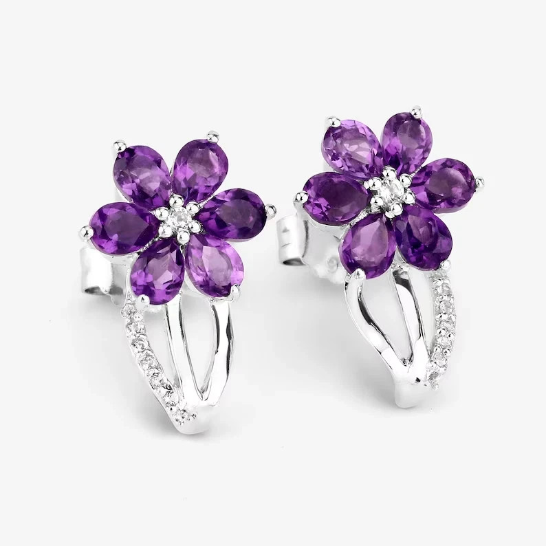 2.00ct Pear Cut Simulated Amethyst Pretty Stud Earrings 14k Yellow Gold Plated