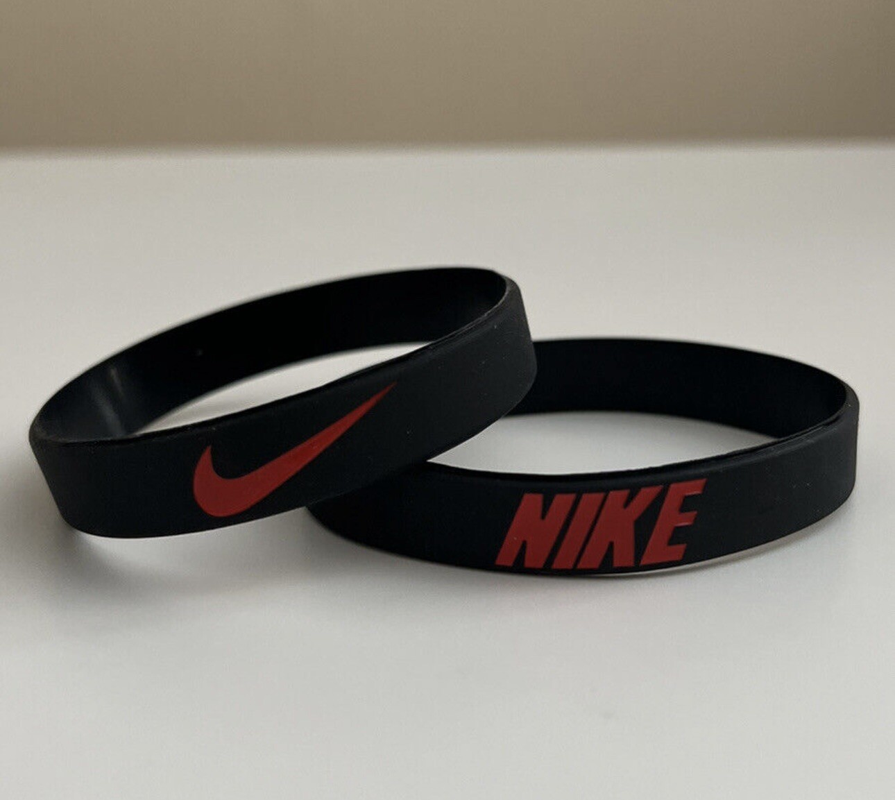 One Nike Silicone Wristband Bracelet / Black with Red